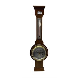 Aneroid barometer and thermometer by Short and Mason in mahogany case