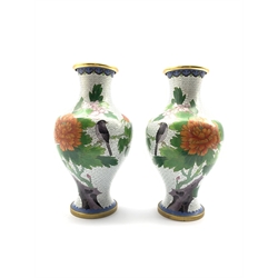 Pair of 20th century Chinese Cloisonne baluster vases, H26.5cm 