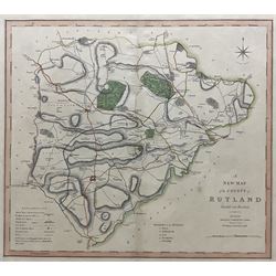 Charles Smith (British 1768-1854): 'A New Map of the County of Rutland', 19th century engraved map with hand-colouring pub. 1808 (2nd edition), 45cm x 50cm