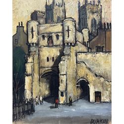 Tom Durkin (British 1928-1990): Bootham Bar - York, oil on canvas signed 51cm x 41cm