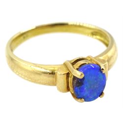 Gold single stone opal ring, stamped 18K