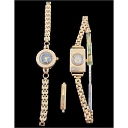 Smiths 9ct gold circular manual wind wristwatch and one other 9ct gold quartz wristwatch, both hallmarked and both on gilt bracelet straps