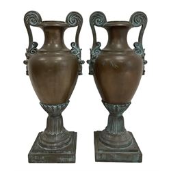 Pair Classical style Amphorae shaped urns or planters