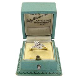 Early-mid 20th century 18ct gold two stone old cut diamond cross-over ring, total diamond weight approx 0.50 carat