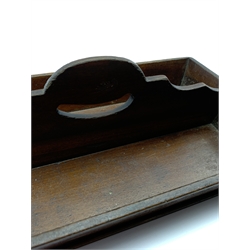 Victorian mahogany two division cutlery tray with integral handle L41cm