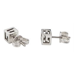 Pair of 18ct white gold Gucci stud earrings, hallmarked