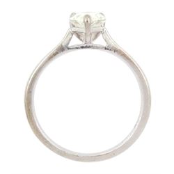 18ct white gold single stone pear cut diamond ring, hallmarked, diamond 1.10 carat. With AnchorCert report