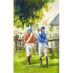  David 'Mouse' Cooper (British Contemporary): 'Newmarket July Course', oil on board signed 18cm x 12cm  