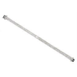 18ct white gold three row round brilliant cut diamond bracelet, stamped 750, with London assay mark, total diamond weight approx 6.80 carat