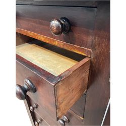 Victorian mahogany Wellington chest, fitted with seven drawers between locking stiles, raised on a plinth base