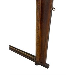 Victorian rosewood overmantel mirror, inlaid with Tumbridge Ware band