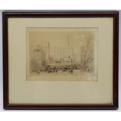 William Walcot (British 1874-1943): Forty-Second Street New York, etching signed in pencil pub. 1923, 15cm x 20cm