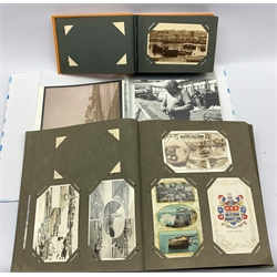 Postcard album and contents of Bridlington cards, an album of Bridlington photographs and one other postcard album