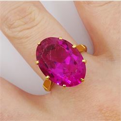 22ct gold gold single pink synthetic stone ring