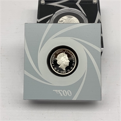 Three The Royal Mint 2020 James Bond 007 half-ounce silver proof coins, 'Bond, James Bond', 'Pay Attention 007' and 'Shaken, Not Stirred', all cased with certificates 