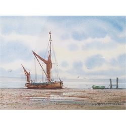 Alan Whitehead (British 1952-): Beached Sailing Vessel, watercolour signed 12cm x 16cm