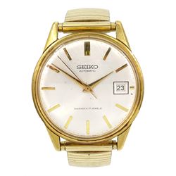 Seiko gentleman's automatic gold-plated and stainless steel wristwatch, model No. 7625-1990, on expanding gilt strap