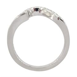Platinum single stone round brilliant cut diamond crossover ring, with diamond set shoulders, principal diamond approx 0.90 carat, together with a diamond set band, both hallmarked