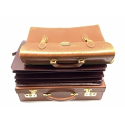 Papworth of Cambridge leather briefcase and document case, together with a Pendragon cow hide attaché case with brass fittings and lock 