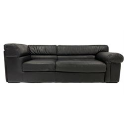 Roche Bobois - late 20th century modular corner sofa upholstered in black leather