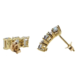 Pair of 9ct gold mystic topaz and diamond earrings, stamped 375