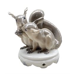 Royal Copenhagen porcelain group of a pair of Squirrels no. 416 designed by Christian Thomsen H19cm 
