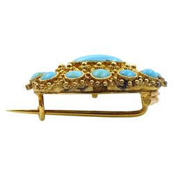 19th/early 20th gold turquoise pendant and matching brooch 
