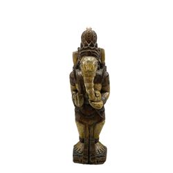 20th century carved wooden figure of Ganesh, H53cm 