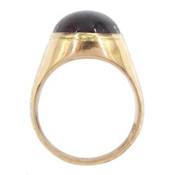Gold single stone cabochon garnet ring