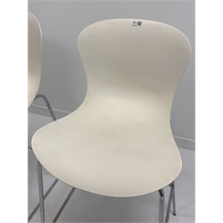  Kasper Salto for Fritz Hansen - set of three 'Nap' bar stools, ribbed nylon shell seat raised on chrome base, W56cm  