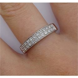 White gold two row diamond half eternity ring, stamped 18ct