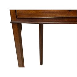 George III mahogany side table, moulded rectangular top over single cock-beaded drawer, square tapering supports with inner chamfer 
