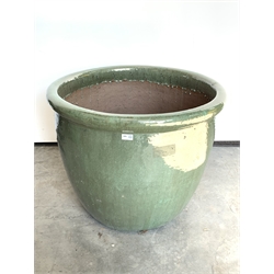  Large glazed terracotta plant pot, D73cm  