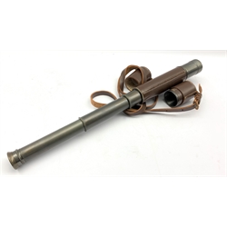 Leather cased five draw telescope by Broadhurst Clarkson & Co, London 83cm extended length
