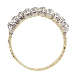 Victorian gold and silver two row, twenty old cut diamond ring, total diamond weight approx 1.15 carat