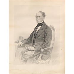 Portrait print of Charles Wood, 1st Viscount of Halifax in a maple frame, another of Louisa Countess of Durham in maple frame, together with four other portrait prints (6)