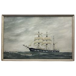 Bill Welburn (British 20th century): Sailing Ship and Whalers, oil on board signed and dated 1978, 57cm x 91cm