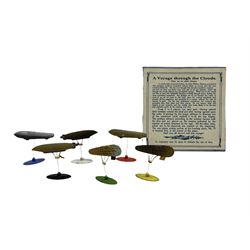 J W Spears & Sons A Voyage through the Clouds airship board game,  with four-fold colour-printed board,  six airship sprung based gaming pieces and instruction board, in original box 