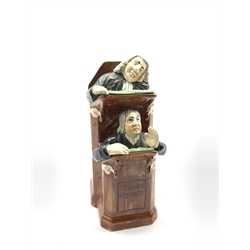 19th Century Staffordshire 'Vicar and Moses' pulpit figure group after Ralph Wood, inscribed to the reverse R. Wood 1794 H25cm