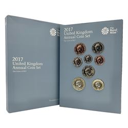 The Royal Mint United Kingdom 2017 annual coin set, in card folder