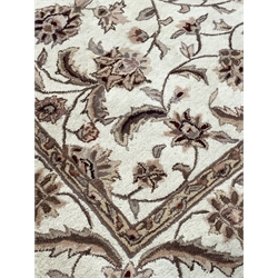 Chinese machined wool cream ground rug, decorated with interlaced foliate, (240cm x 165cm) and another similar rug (245cm x 172cm)