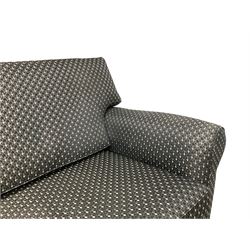 Multi-York - large three-seat sofa upholstered in charcoal and silver fabric; together with two matching storage footstools 
