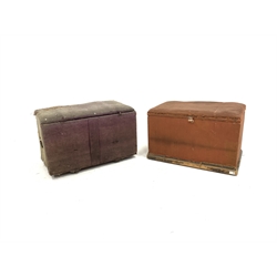 Two 19th century pine blanket boxes, covered in fabric, (W80cm)