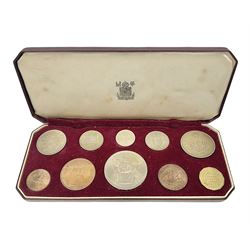 Queen Elizabeth II 1953 specimen coin set, farthing to crown coin, cased