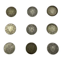 Nine Queen Victoria halfcrown coins, dated 1893, 1894, 1895, 1896, 1897, 1898, 1899, 1900 and 1901
