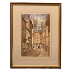 U Thompson (British 20th century): View of York Minster, watercolour signed 27cm x 18cm