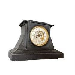 19th century - large Belgium slate mantle clock with visible escapement