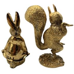 Beatrix Potter 100 Years, British Silverware Ltd, limited edition silver gilt model of Peter Rabbit, 62/100, hallmarked Sheffield James Dixon & Sons Ltd, Sheffield 2002, and a silver gilt model of Squirrel Nutkin, 5/100, hallmarked Sheffield James Dixon & Sons Ltd, Sheffield 2003, both cased and with certificates