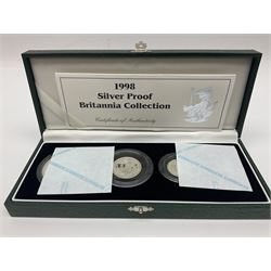 The Royal Mint United Kingdom 1998 silver proof Britannia four coin set, cased with certificate