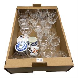 Tudor crystal drinking glasses, various crystal sundae dishes, coffee cups etc in one box